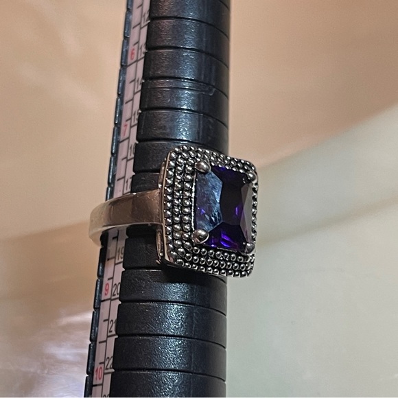 🫐Beautiful Art Deco Cushion Cut Deep Purple Amethyst Dinner Ring! - Picture 4 of 15